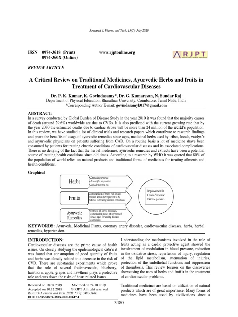 A Critical Review On Traditional Medicines, Ayurvedic Herbs and Fruits