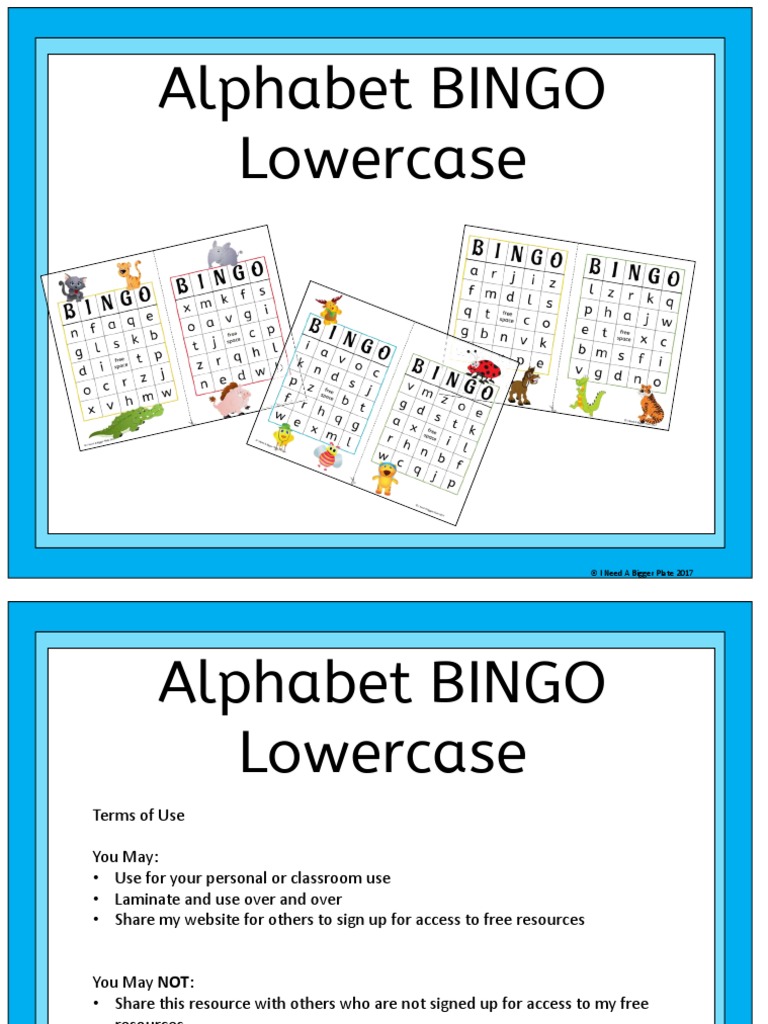 Alphabet Bingo Lowercase | PDF