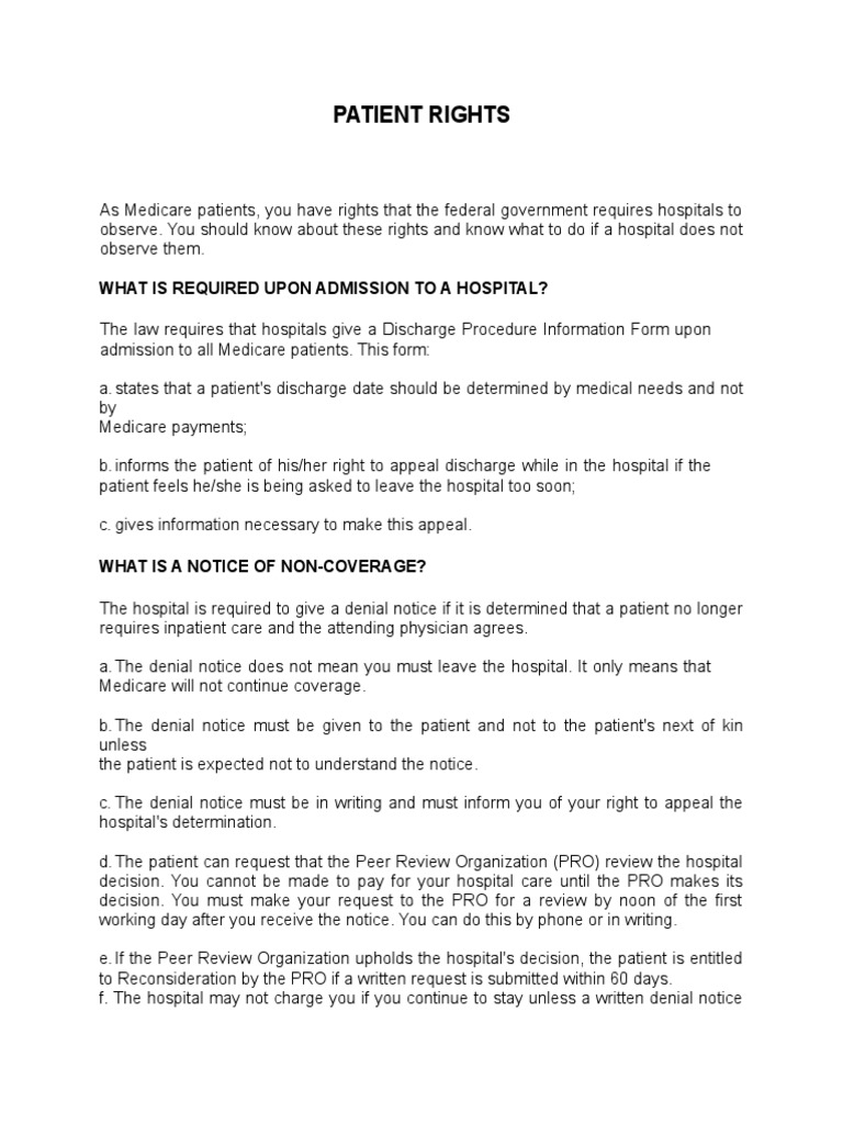 Patient Rights | PDF | Patient | Hospital