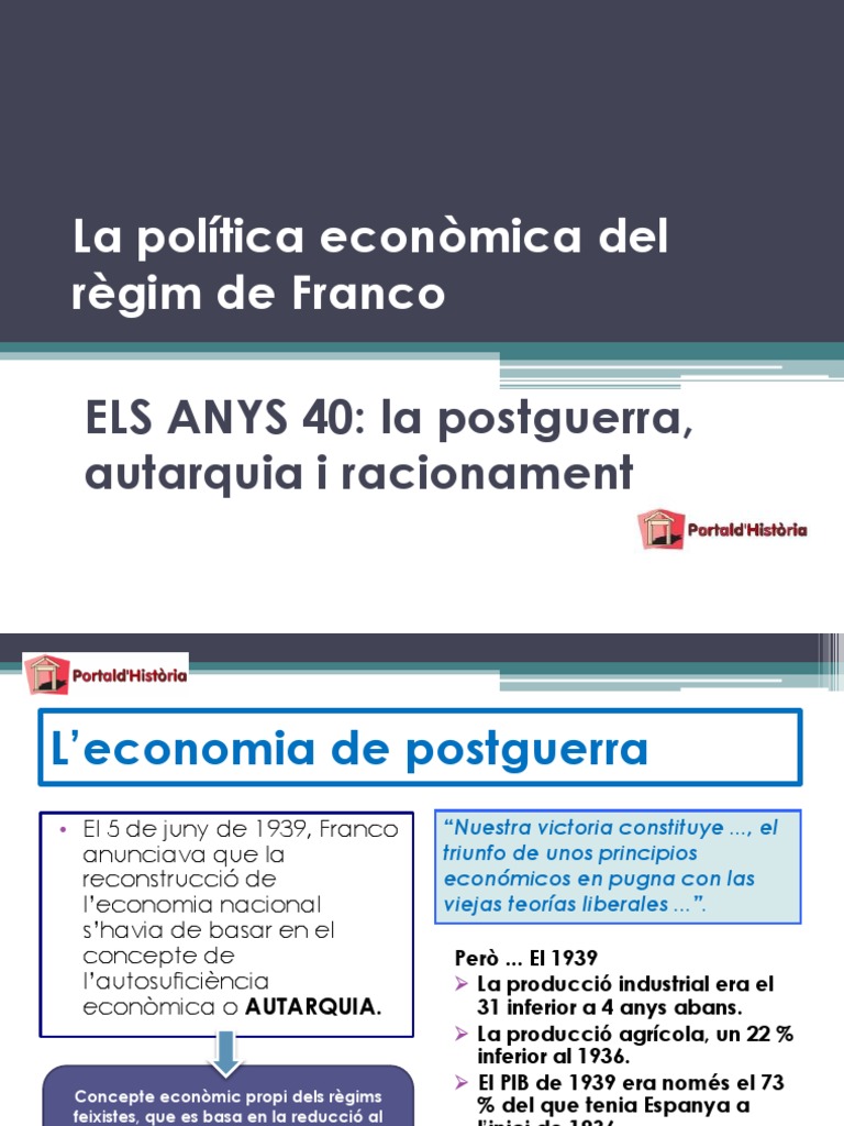 Acabada La Guerra Autarquia I Racionament PDF