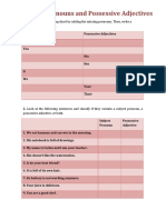 Subject Pronouns and Possessive Adjectives Worksheet Templates Layouts - 120557