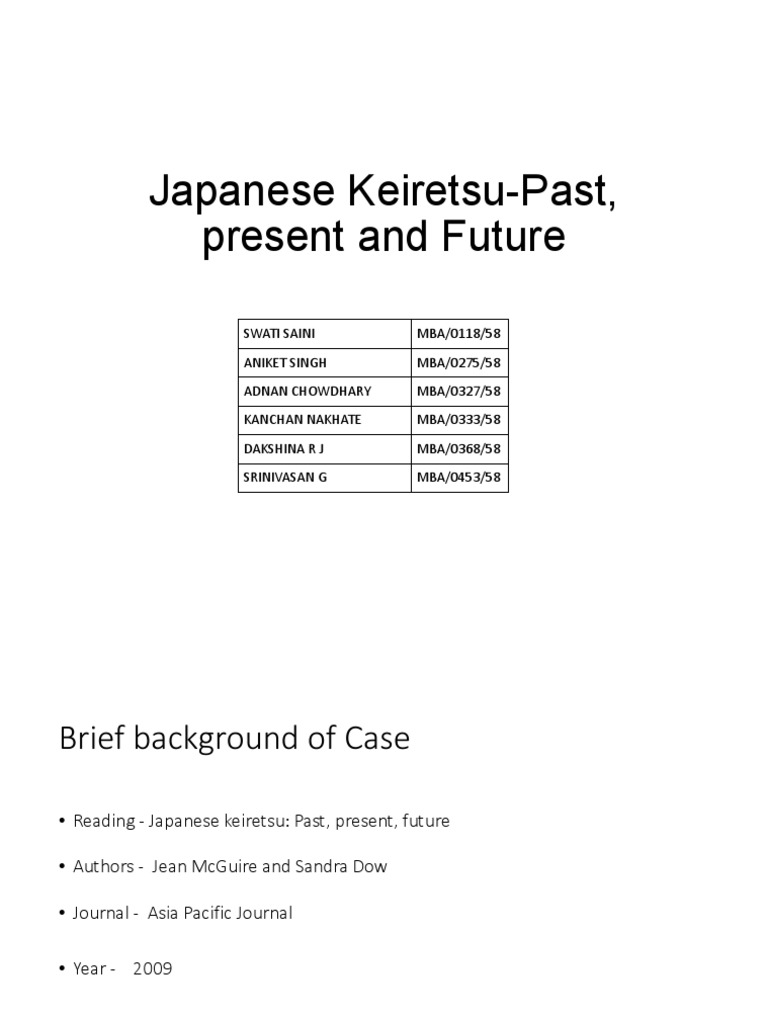 Japanese Keiretsu: Evolution & Impact | PDF | Banks | Economies
