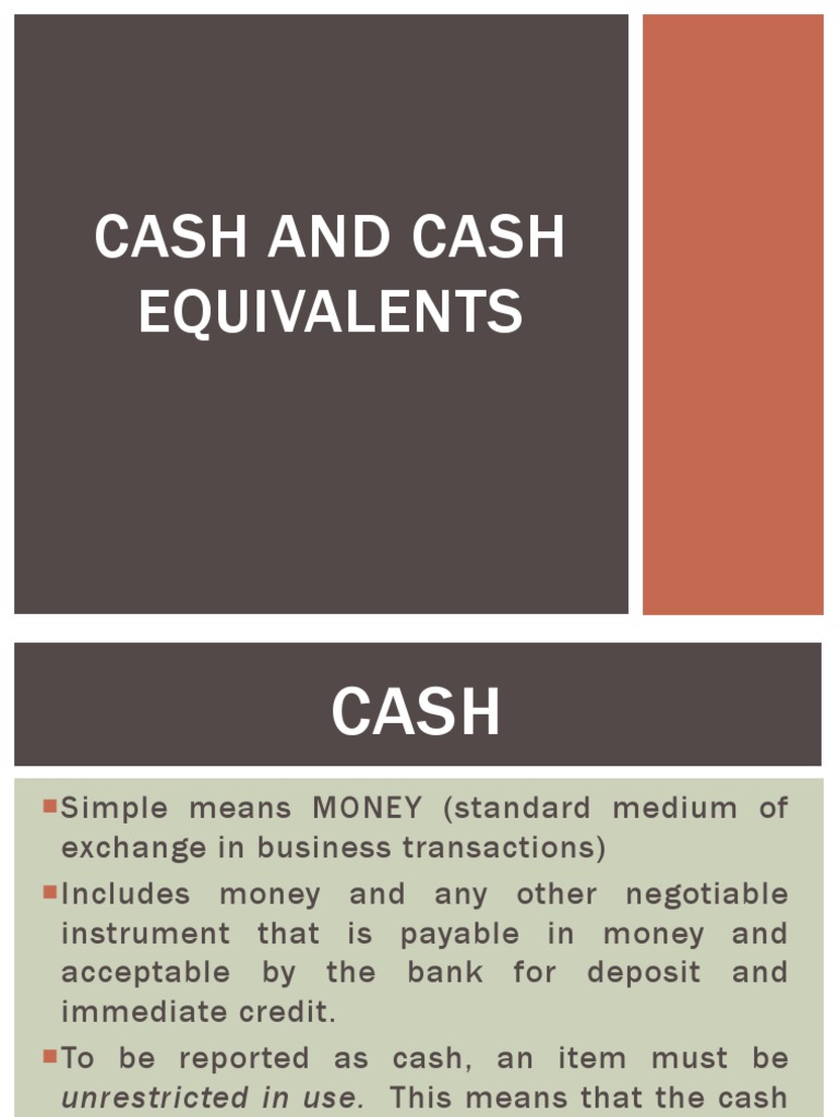 Cash and Cash Equivalents PDF Banks Debits And Credits