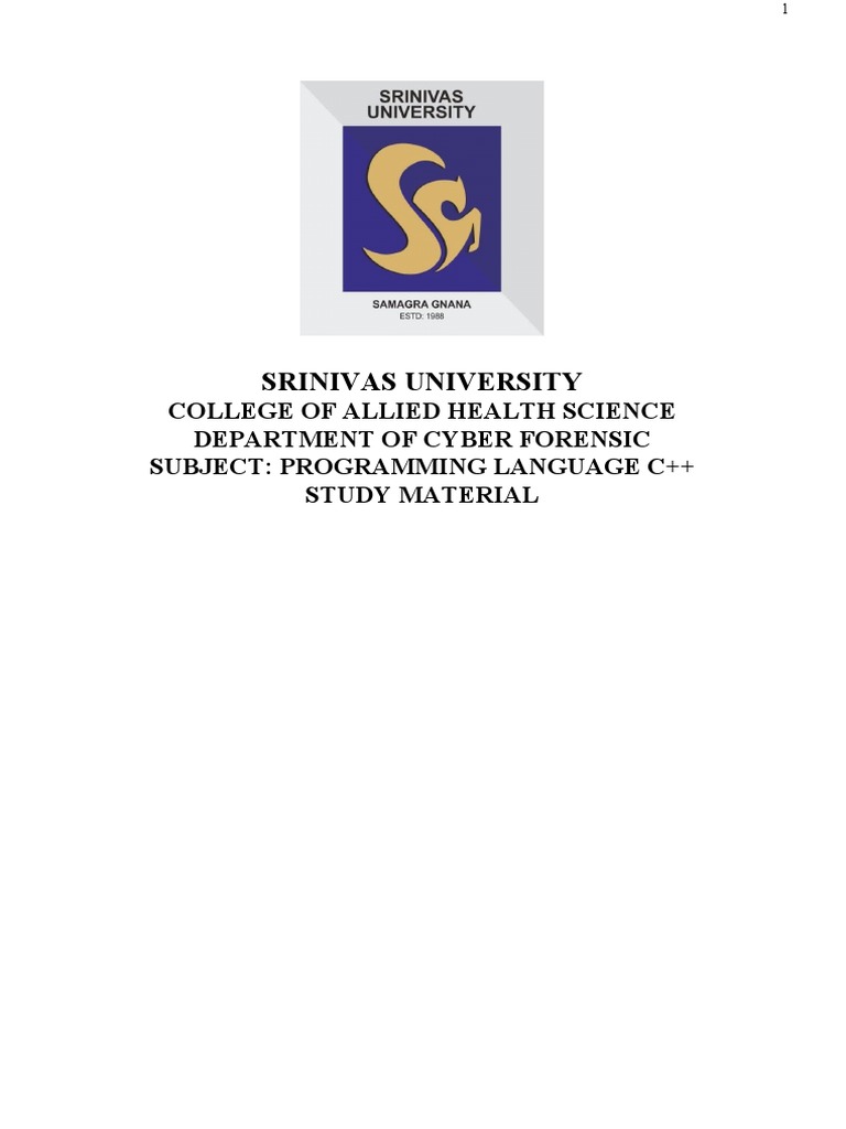 Study Material C++ | PDF | Object Oriented Programming | Object ...