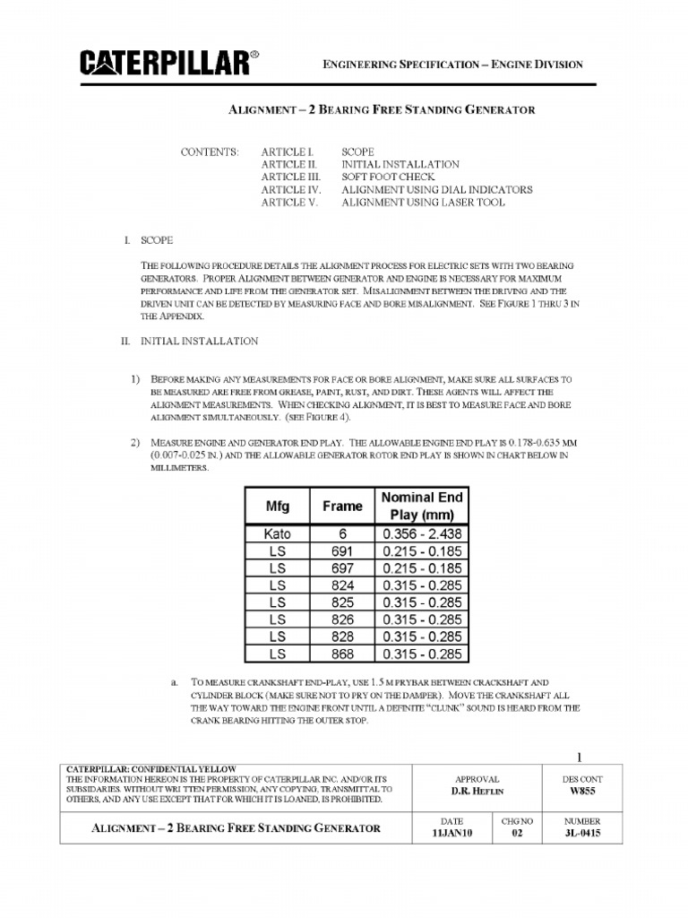 3L0415 2 Bearing Generator Alignment ECO DEP 3500 PDF