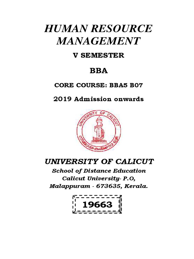 BBA Human Resource Management Syllabus | PDF | Human Resource ...