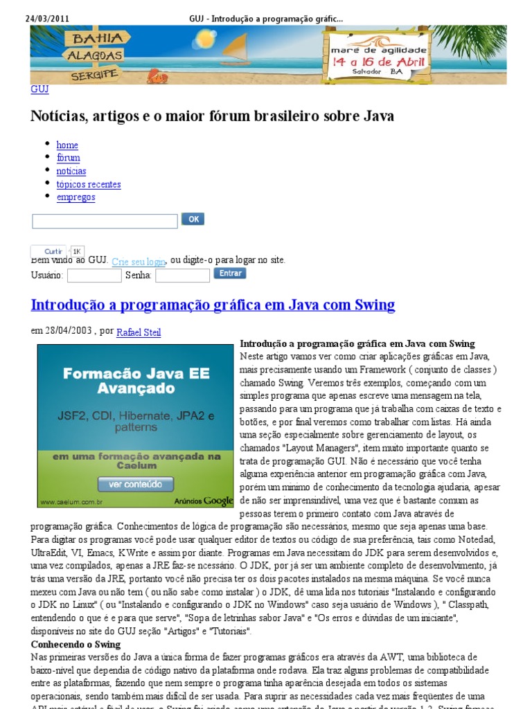Introdução A Programação Gráfica em Java Com Swing | PDF | Janela ...