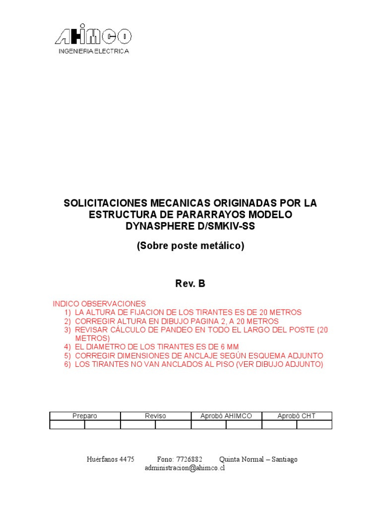 Estructura y Análisis de Pararrayos en Poste | PDF | Pandeo | Fundación ...
