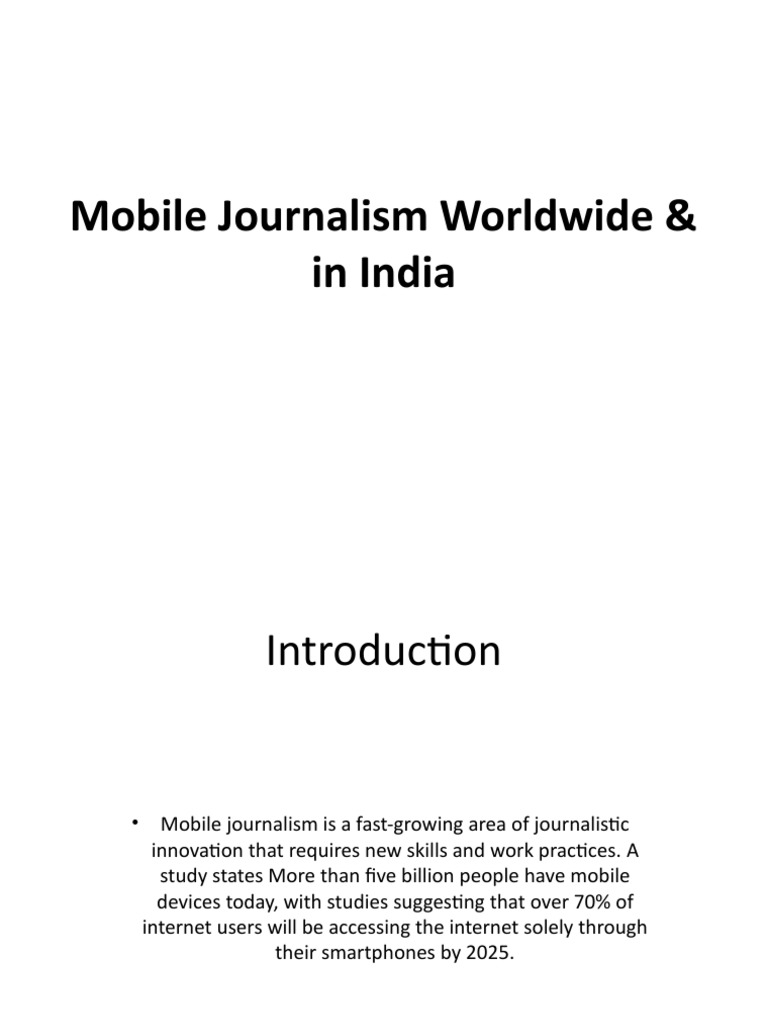Mobile Journalism: Global Impact & India | PDF