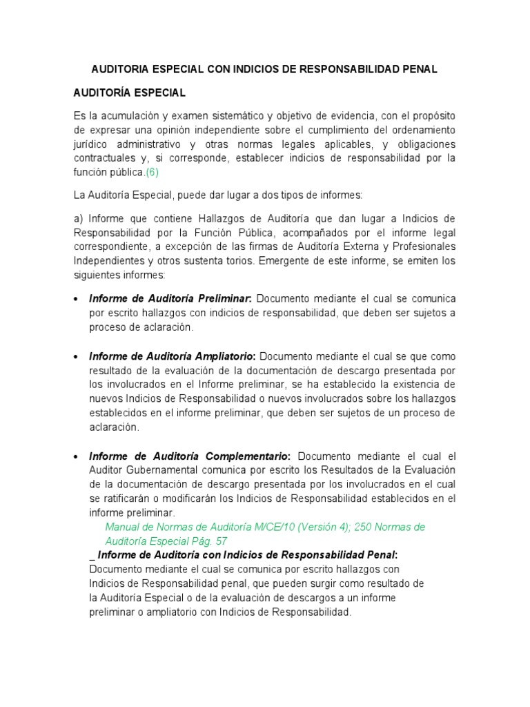 Auditoria Especial Con Indicios de Responsabilidad Penal | PDF ...