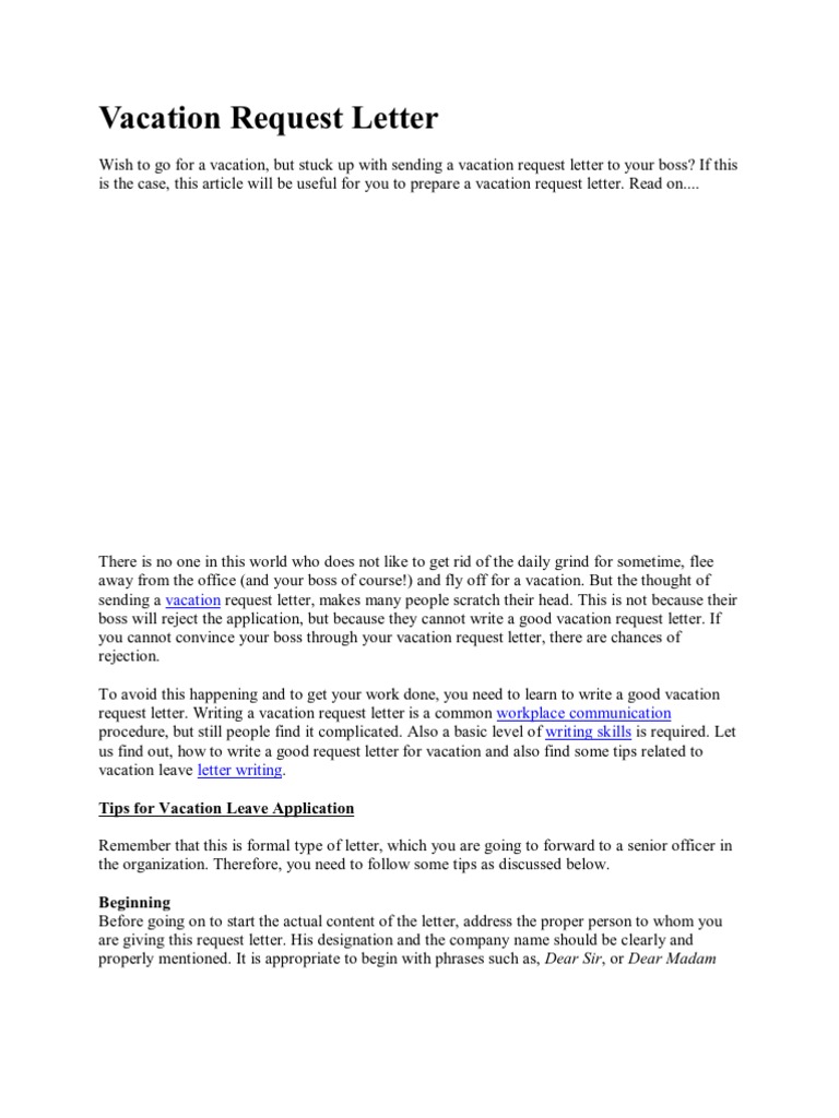 Vacation Request Letters Farm Invrs Co