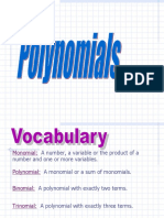Monomials, polynomials, degrees and standard form