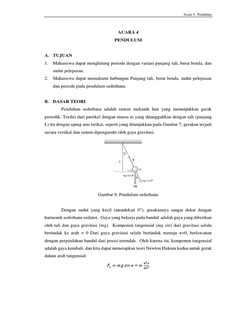 Pengaruh Panjang Tali pada Periode Pendulum | PDF
