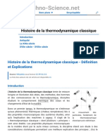 ? Histoire de La Thermodynamique Classique - Définition Et Explications