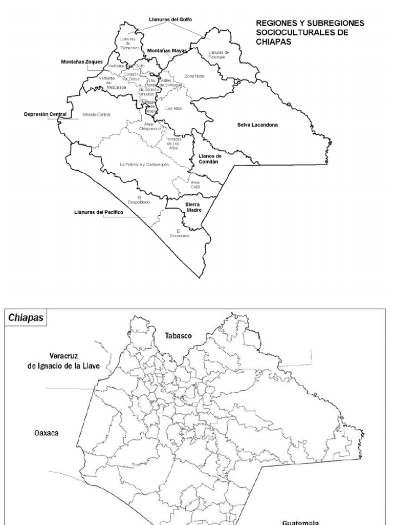 Mapa de Chiapas Sin Nombre y Regiones PDF