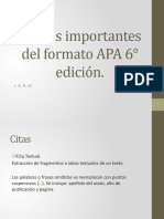 Puntos Importantes Del Formato APA 6° Edición