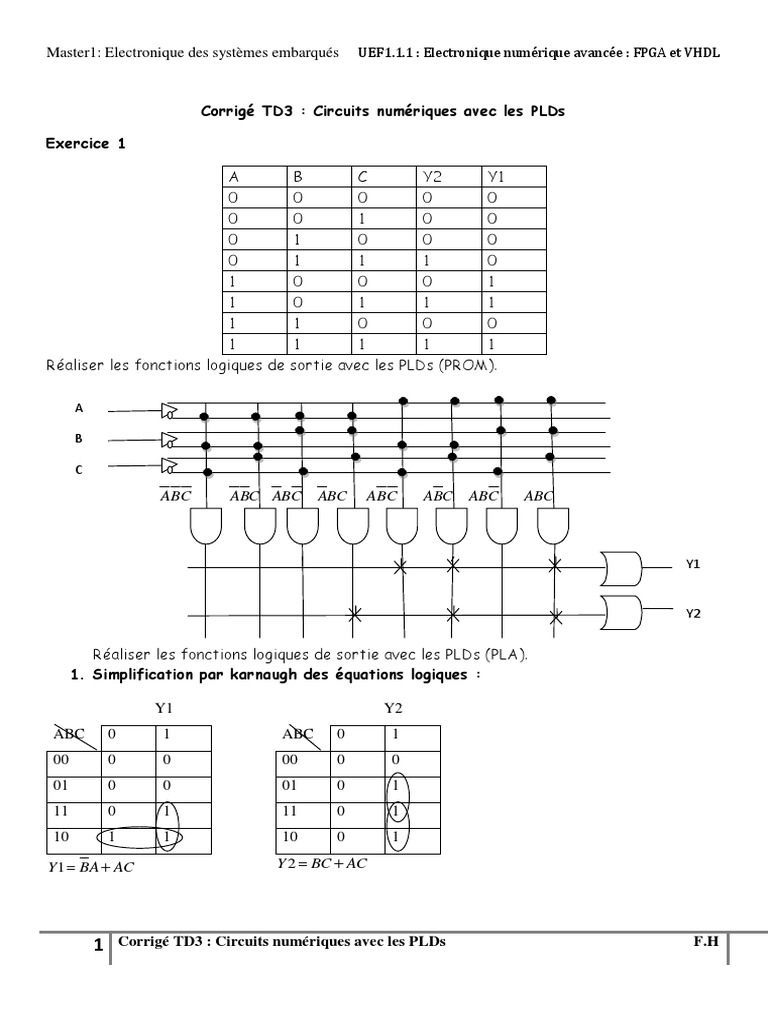 Corrigé TD3 : Circuits numériques PLD | PDF | Ingénierie électronique ...