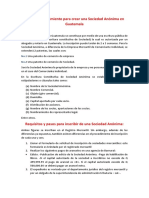 Procedimiento y Requisitos para Constituir Una Sociedad Anónima