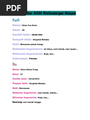 Biodata Ahli Keluarga Saya Pdf