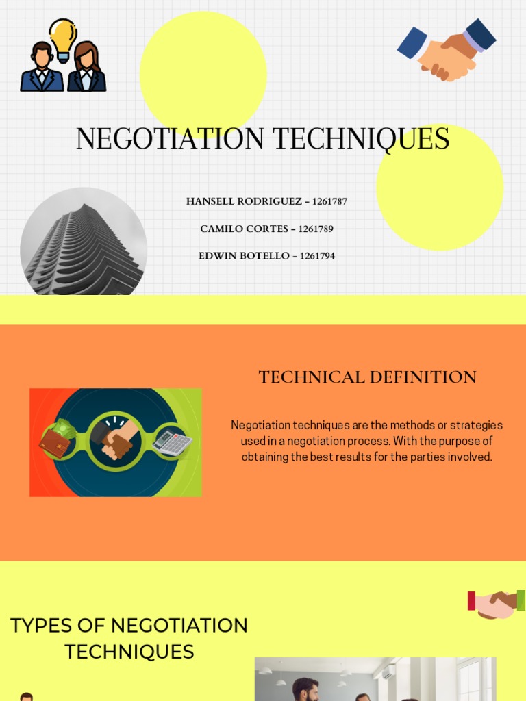 Types of Negotiation Techniques Explained | PDF | Negotiation ...