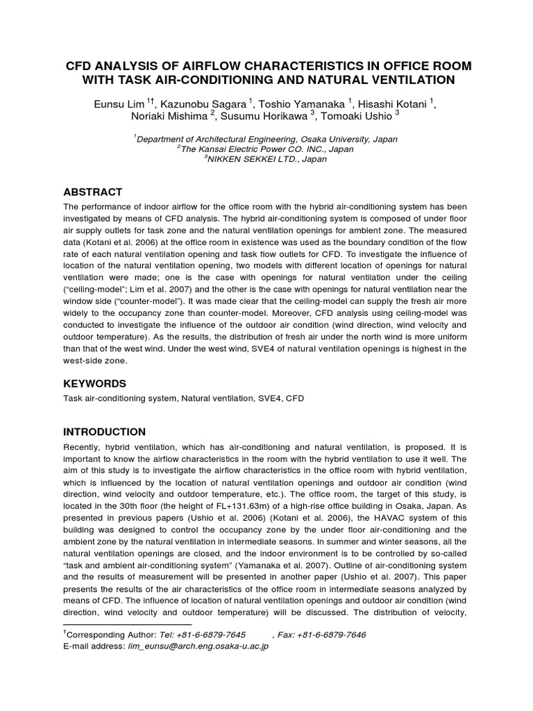 CFD Airflow Analysis in Office Rooms | PDF | Ventilation (Architecture ...