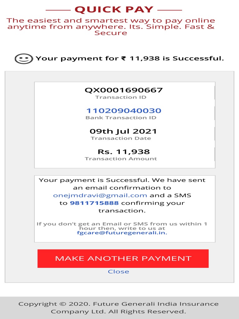 Future Generali India Insurance Co. Ltd. Quick Pay | PDF | Business ...