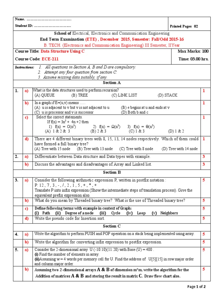 ECE 211 Data Structure Using C B.tech II Yr III SEM ECE Chetan Agarwal ...