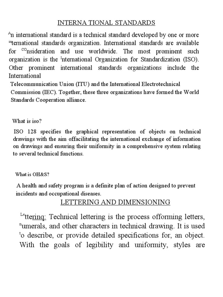 Interna Tional Standards Lettering and Dimensioning PDF