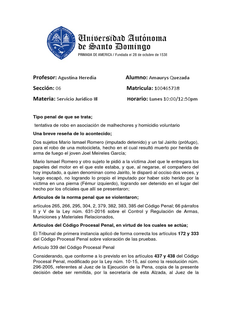 Analisis de Sentencia | PDF | Sentencia (ley) | Derecho penal