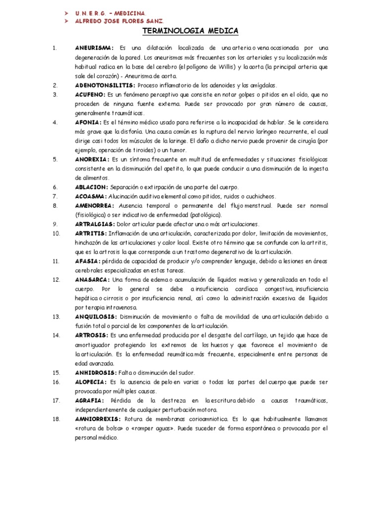 Terminologia Medica | PDF | Sangre | Dolor