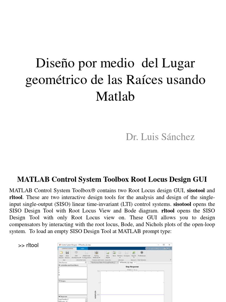 Root Locus Design with MATLAB's rltool | PDF | Control Theory ...