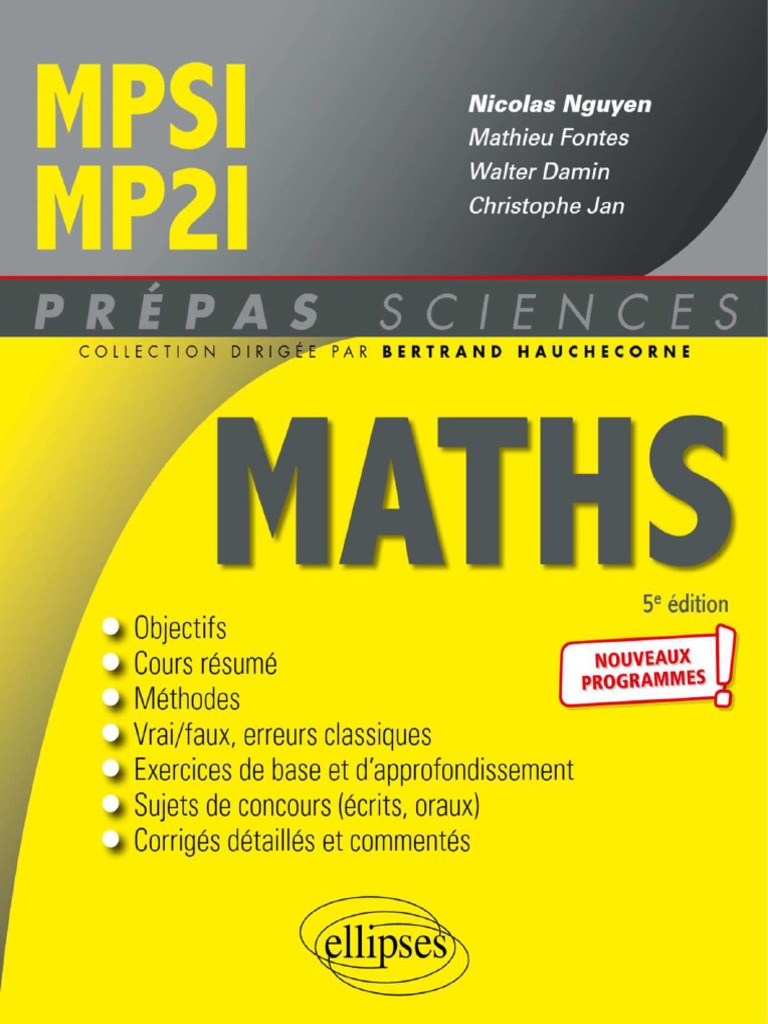 Ellipses MPSI Prepas Maths 5ed - Partie 1 | PDF