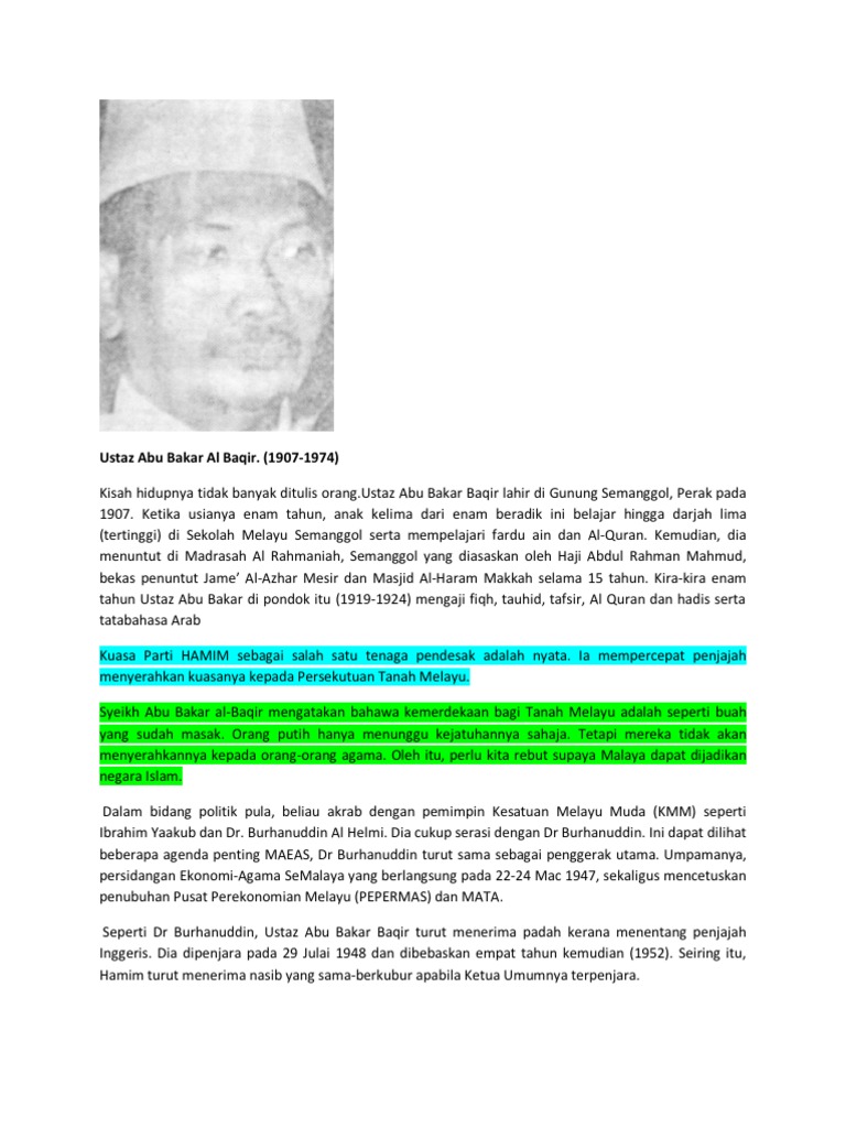 Ustz Abu Bakar Al Baqir Kemerdekaan Anak Perak Pdf