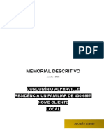Memorial Descritivo de Obra - MODELO