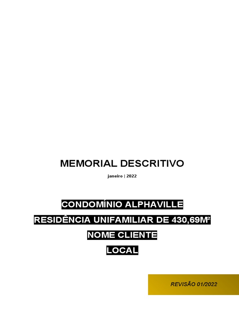 Modelo de Memorial Descritivo de Obra | PDF