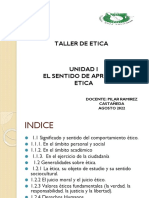 Taller de Etica: Docente: Pilar Ramirez Castañeda AGOSTO 2022