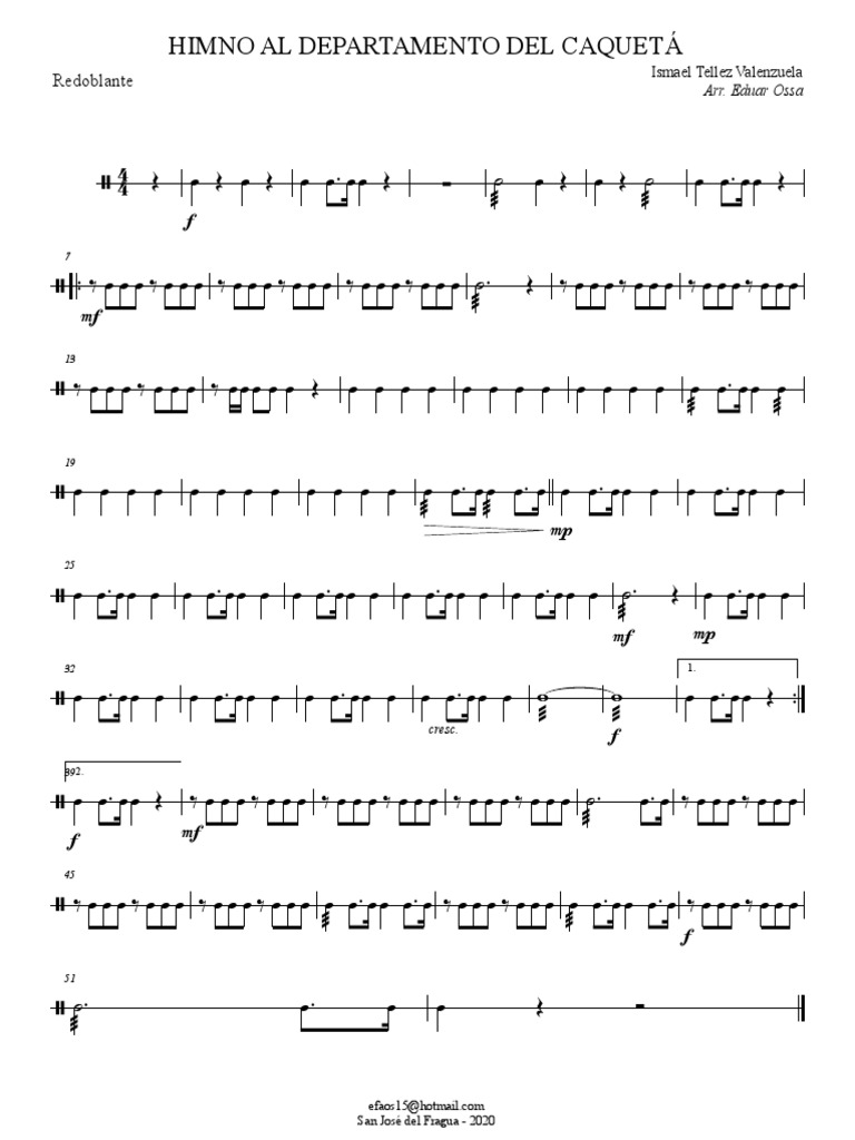 Himno Al Departamento Del Caquetá - Redoblante | PDF