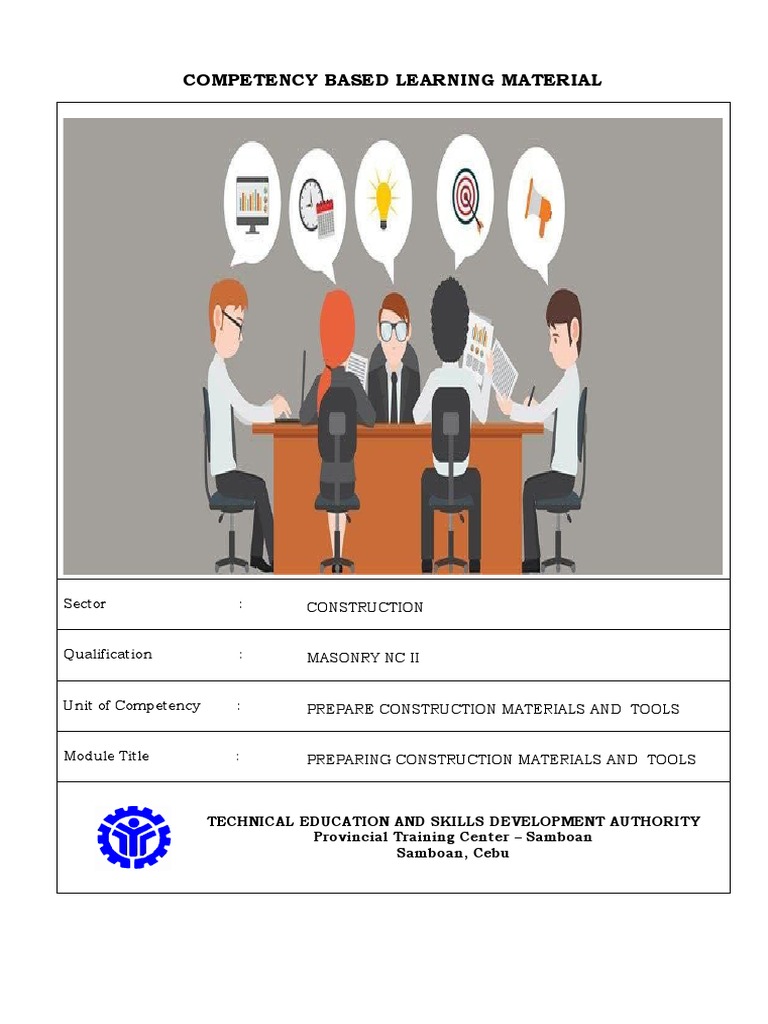 Prepare Construction Materials and Tools PDF Masonry Concrete