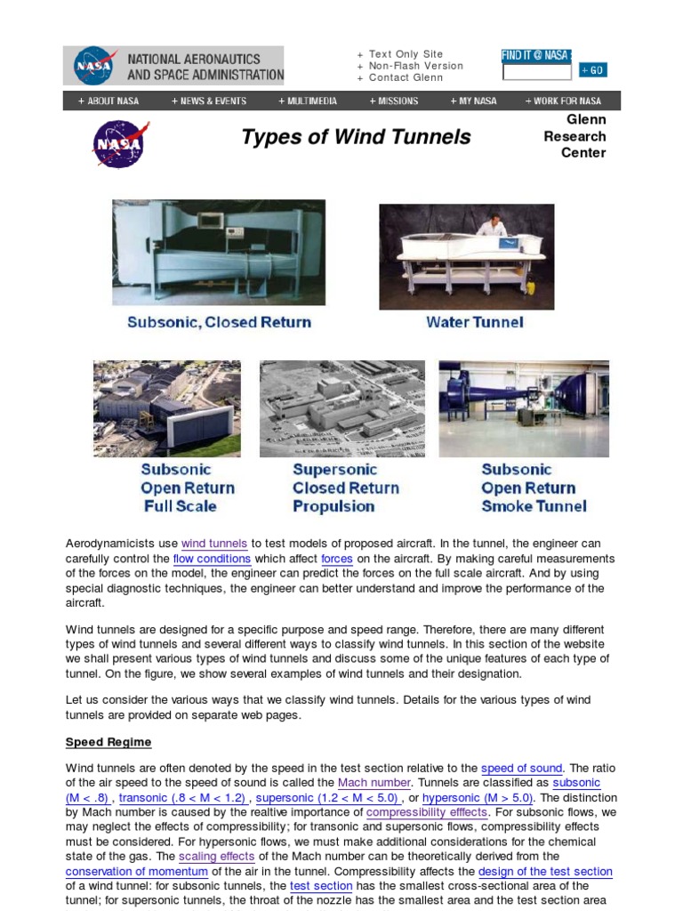 Types of Wind Tunnels PDF