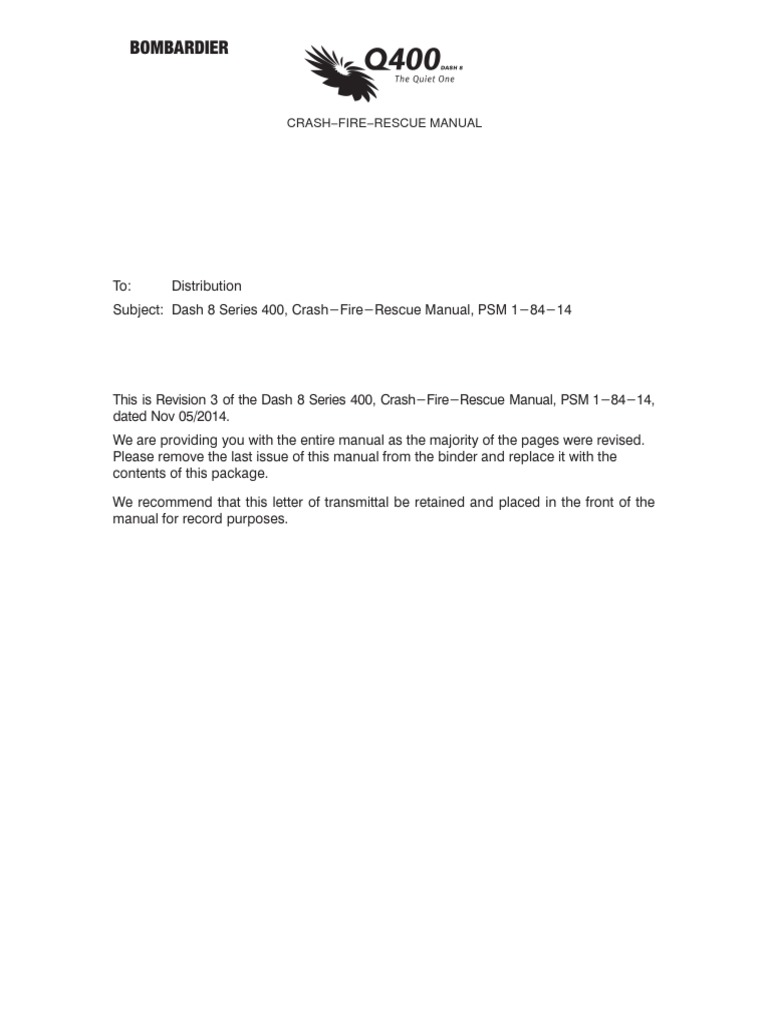 Q400 Crash Fire Rescue Manual PDF Landing Gear Aeronautics