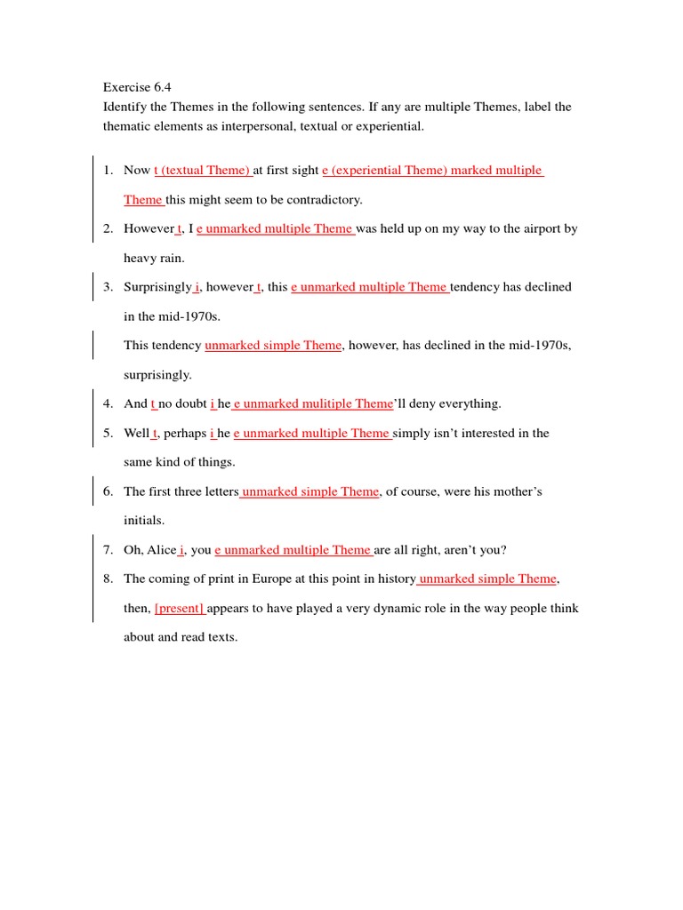 Theme Identification in Sentences | PDF | Language Arts & Discipline ...