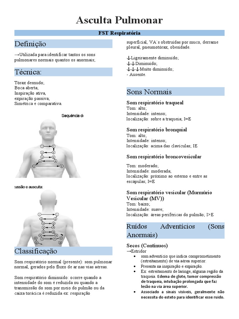 Ruídos Adventícios na Ausculta Pulmonar | PDF | Sistema respiratório |  Pulmão, image size:768x1024