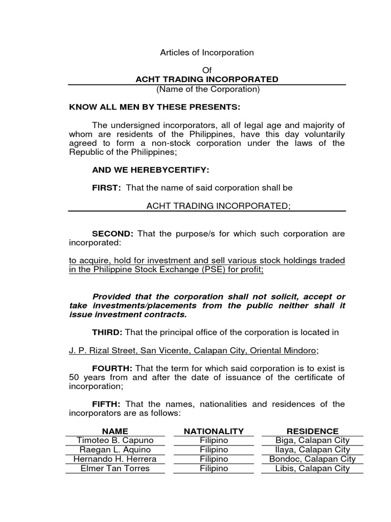 14 Articles of Incorporation (NonStock Corporation) PDF