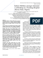 Prevalence of Diabetes Mellitus Amongst Antenatal Clinic Attendees at Booking in A Teaching Hospital in Rivers State, Nigeria