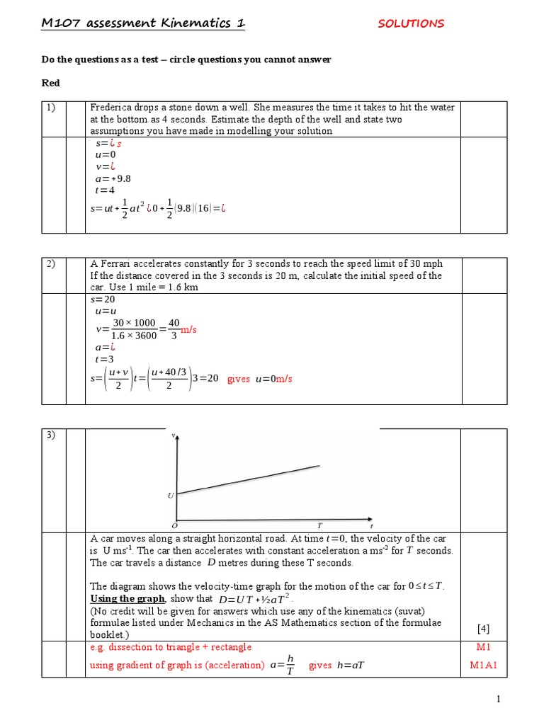 Analysis of Kinematics Problems Involving Constant Acceleration Using ...