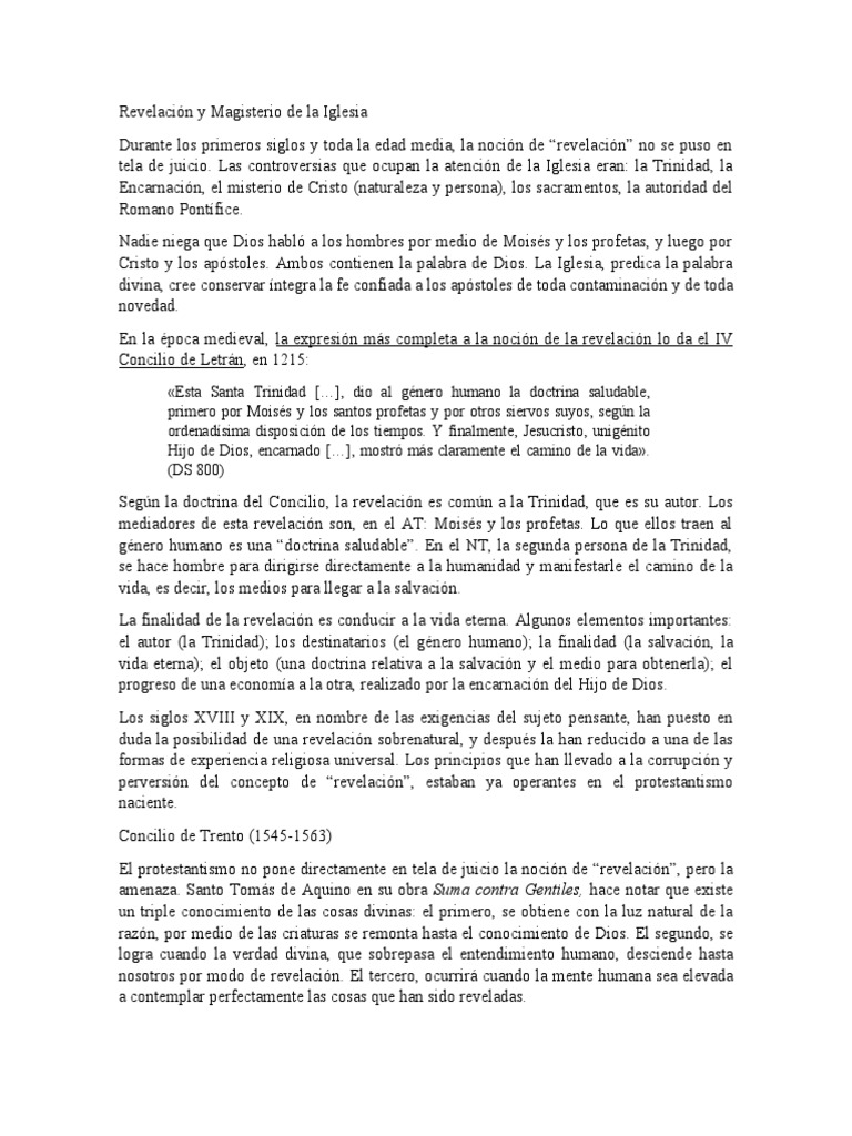 Revelación y Magisterio de La Iglesia | PDF | Fe | Iglesia Católica