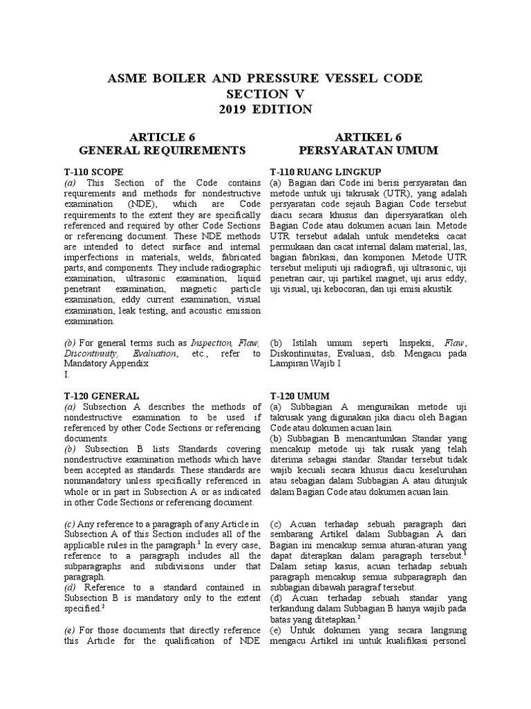 ASME V Inggris Indonesia - Edit | PDF