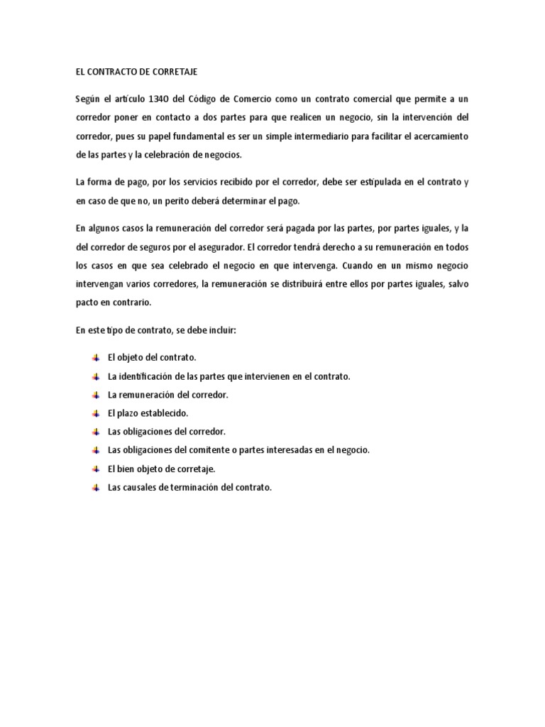 El Contracto de Corretaje | PDF | Bancos | Business