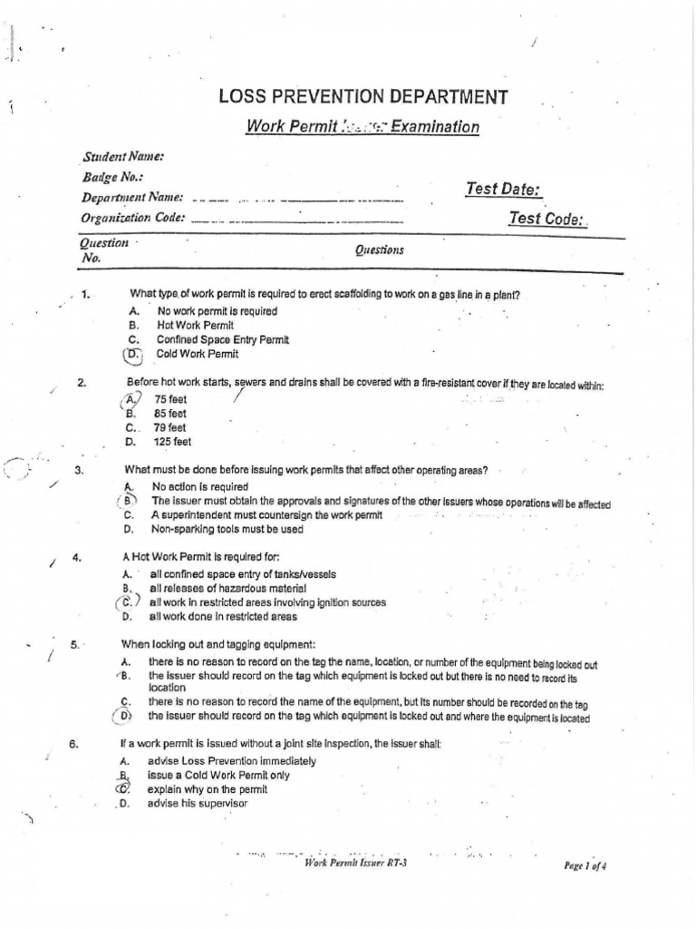 Work Permit Questions | PDF