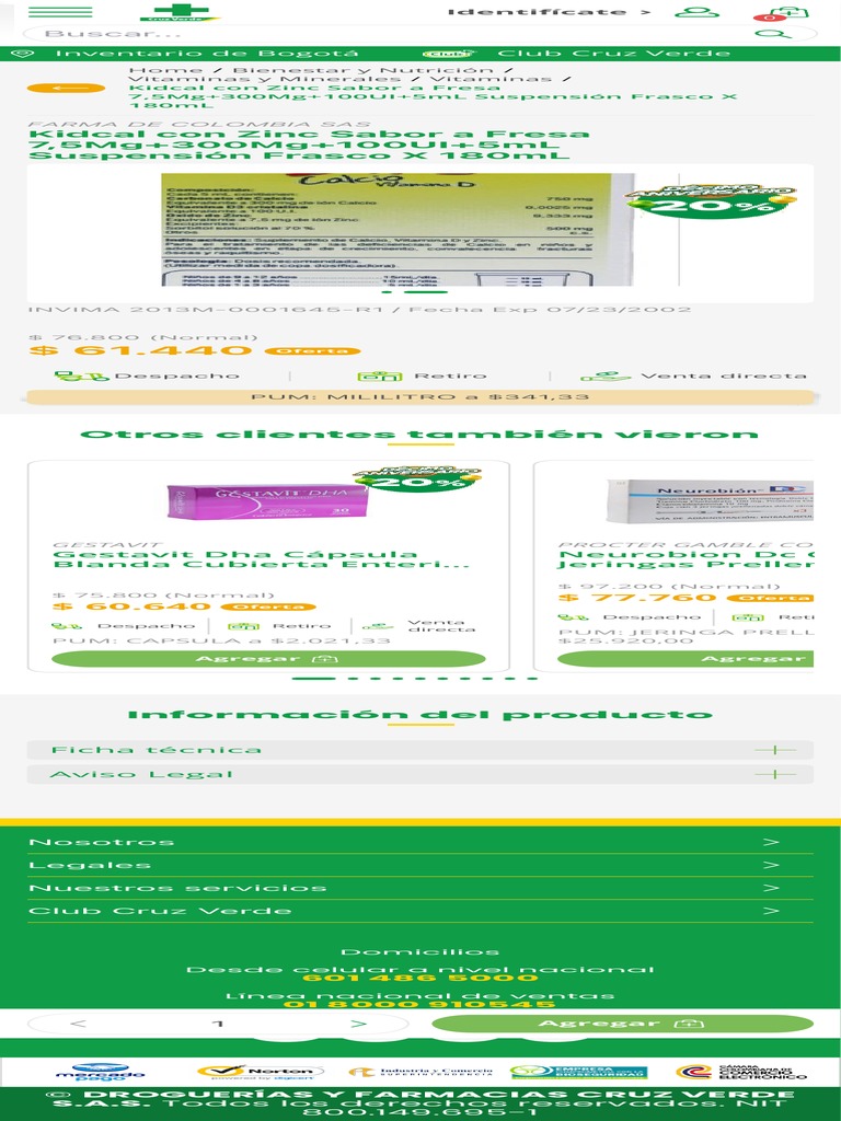 Kidcal Con Zinc Sabor A Fresa 7,5Mg+300Mg+100UI+5mL Suspensión Frasco X